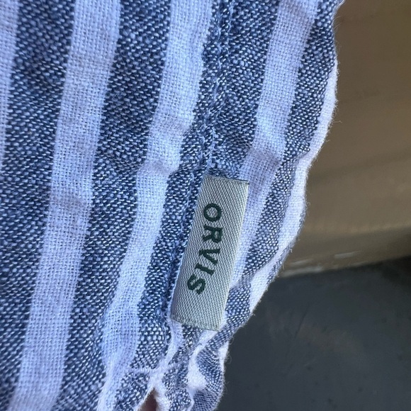 Orvis Striped Linen Button Down Shirt - Size L - Nautical Summer Casual Modest - Picture 4 of 8